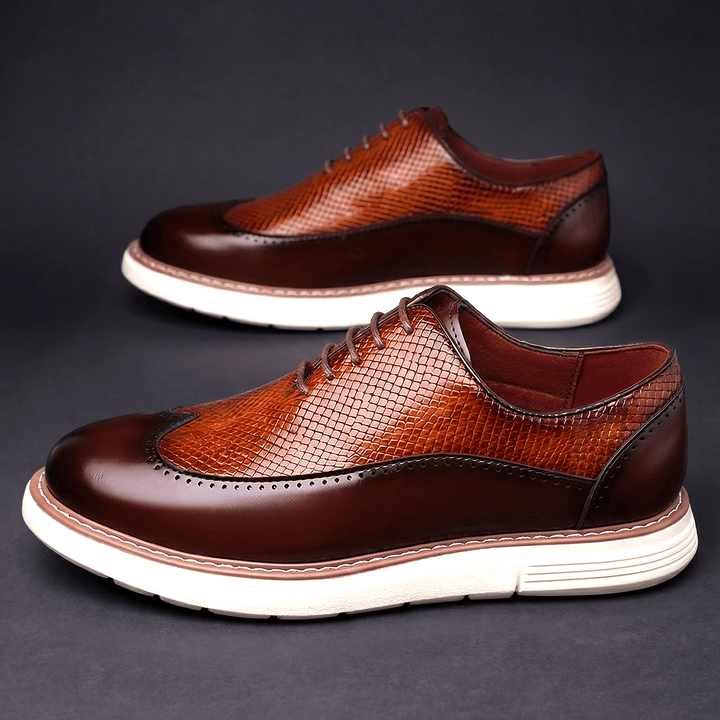 Chaussures Oxford Homme en Cuir avec Lacets et Détail Brogue