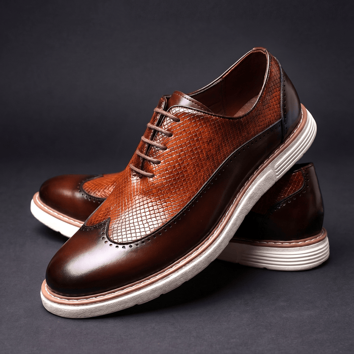 Chaussures Oxford Homme en Cuir avec Lacets et Détail Brogue