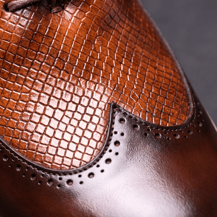 Chaussures Oxford Homme en Cuir avec Lacets et Détail Brogue