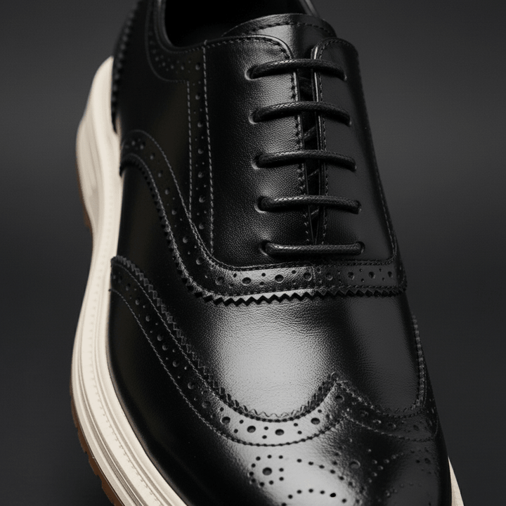 Chaussures Oxford Homme en Cuir avec Détail Brogue et Semelle Épaisse