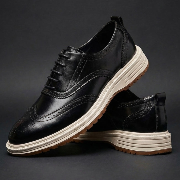 Chaussures Oxford Homme en Cuir avec Détail Brogue et Semelle Épaisse