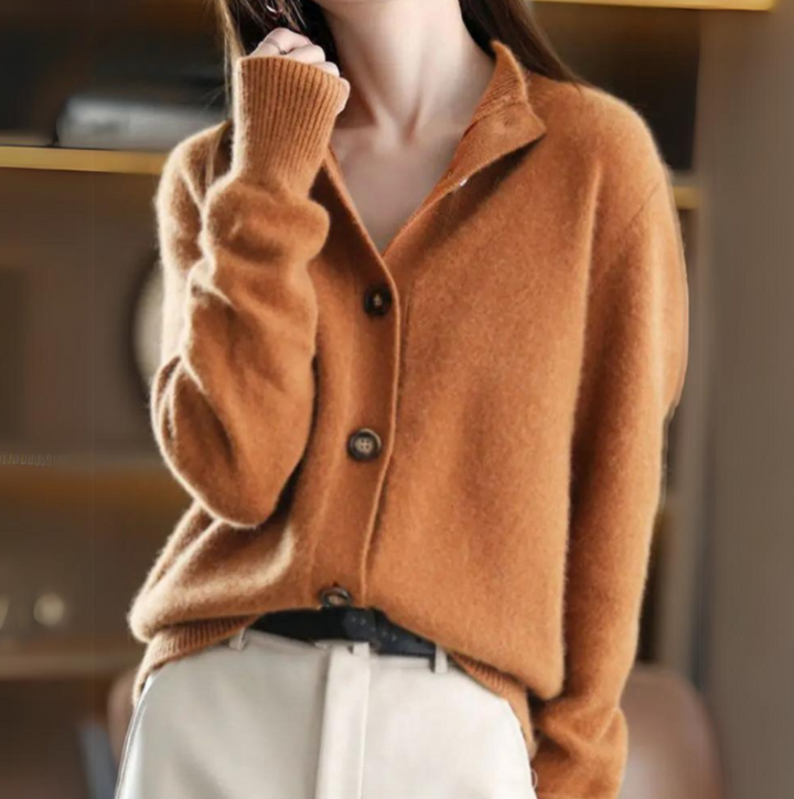 Cardigan Femme en Maille Boutonné à Col Chemise