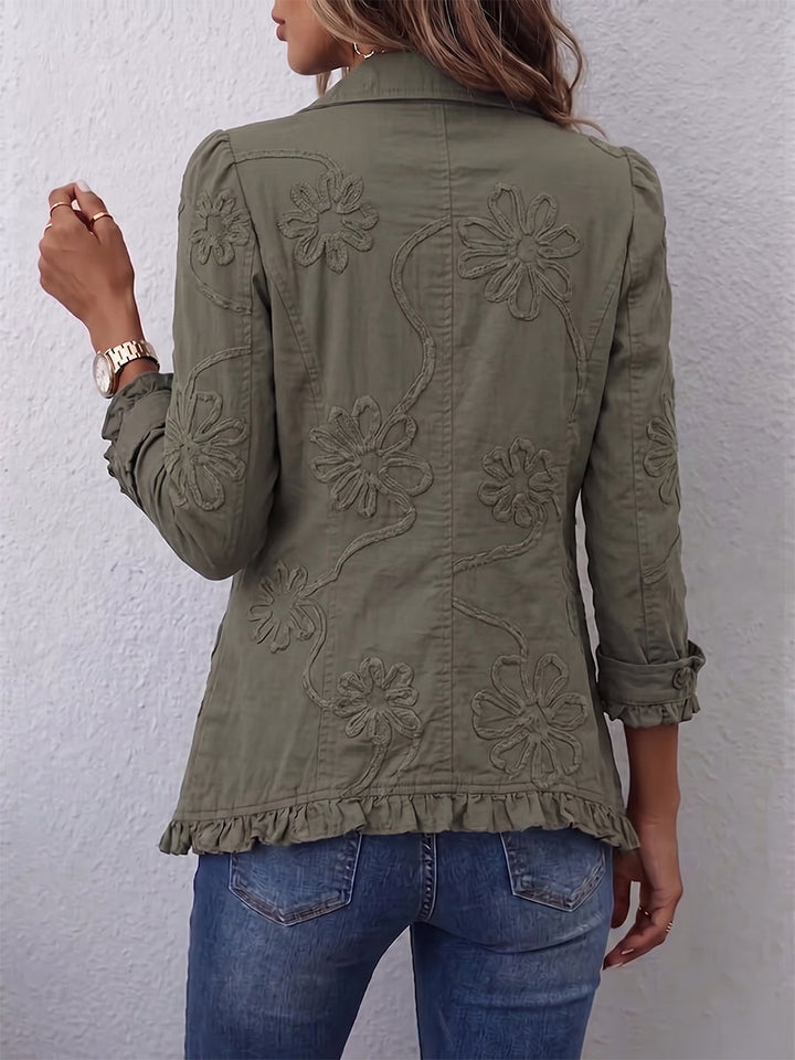 Veste Femme Brodée à Volants avec Col V