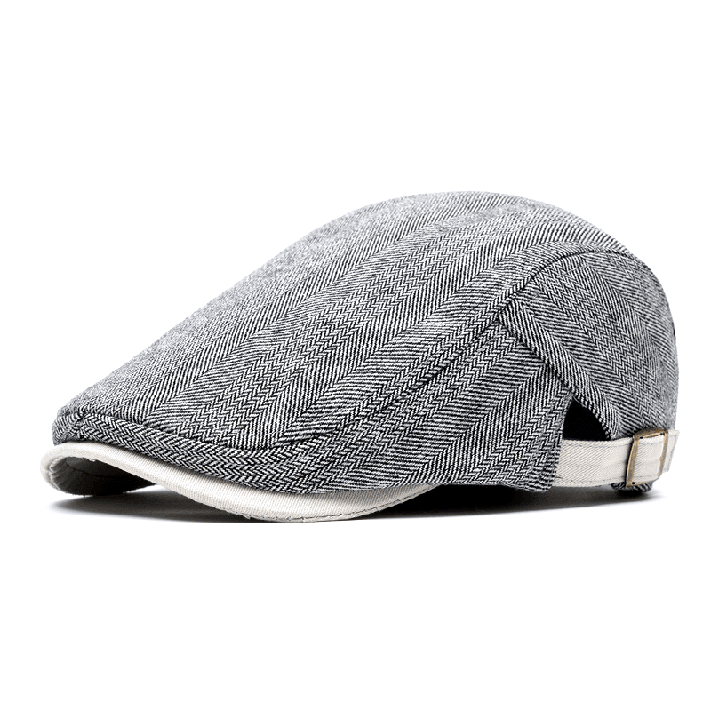 Casquette Plate Homme à Motif Chevrons avec Sangle Ajustable