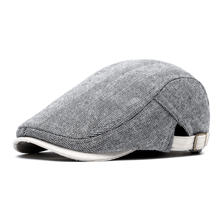 Casquette Plate Homme à Motif Chevrons avec Sangle Ajustable