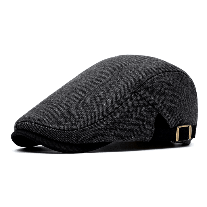 Casquette Plate Homme à Motif Chevrons avec Sangle Ajustable