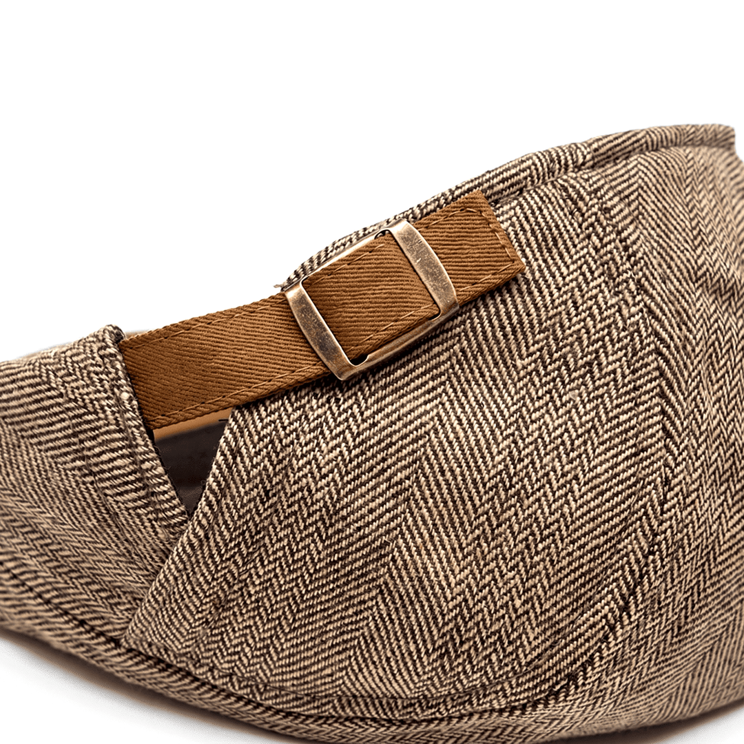 Casquette Plate Homme à Motif Chevrons avec Sangle Ajustable