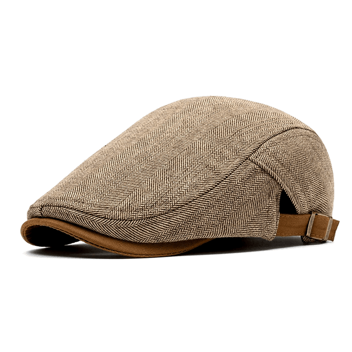 Casquette Plate Homme à Motif Chevrons avec Sangle Ajustable