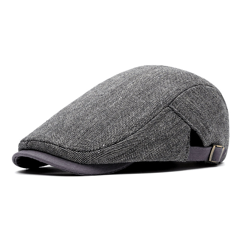 Casquette Plate Homme à Motif Chevrons avec Sangle Ajustable