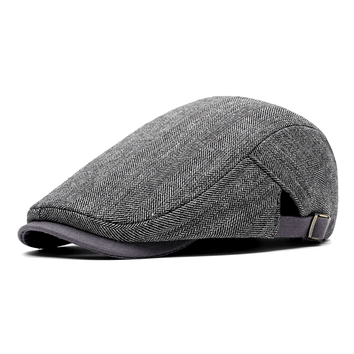 Casquette Plate Homme à Motif Chevrons avec Sangle Ajustable