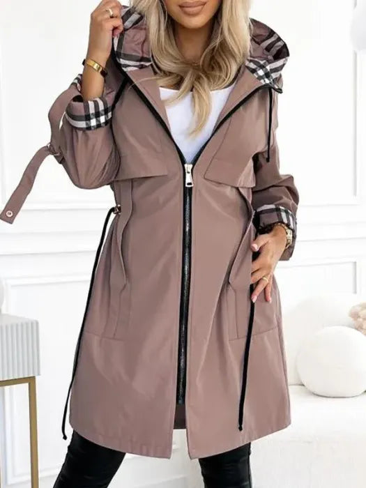 Manteau Imperméable Coupe-Vent Femme à Capuche