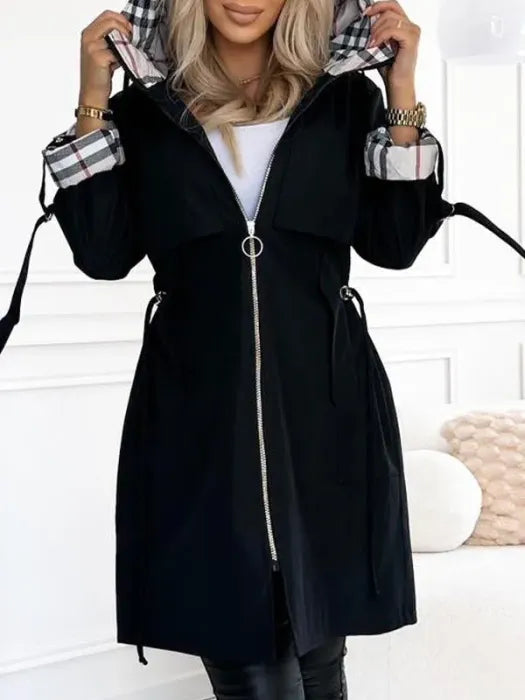 Manteau Imperméable Coupe-Vent Femme à Capuche