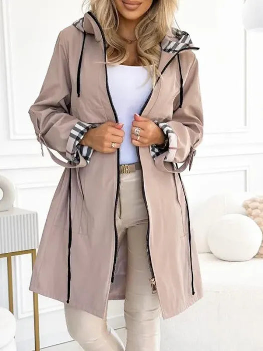 Manteau Imperméable Coupe-Vent Femme à Capuche
