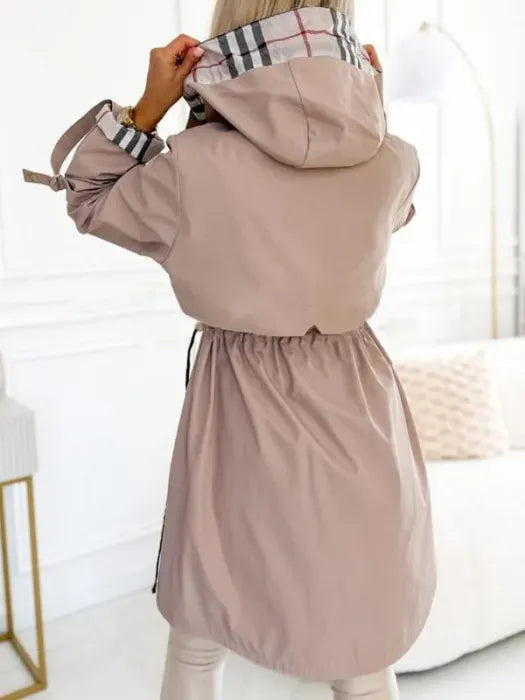 Manteau Imperméable Coupe-Vent Femme à Capuche