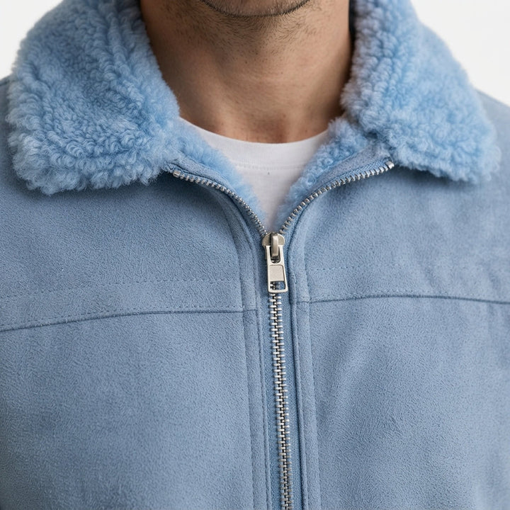 Veste Homme Zip Intégral Col Montant Doublure Fausse Fourrure
