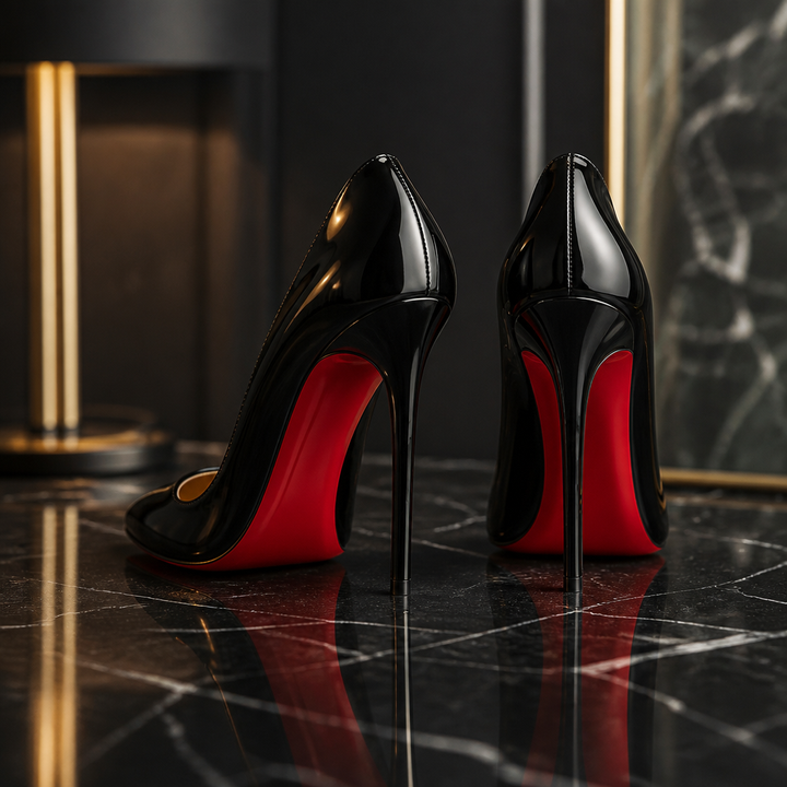 Escarpins Femme Cuir Verni Talon Aiguille Semelle Rouge