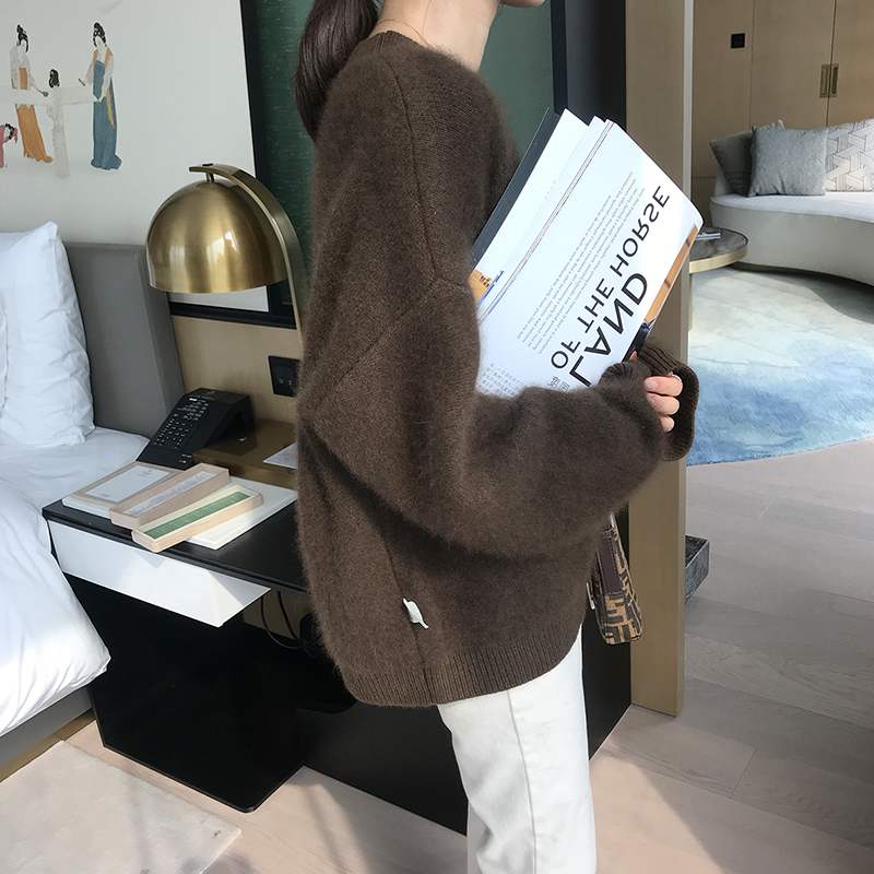 Pull Femme en Maille Douce à Épaules Tombantes