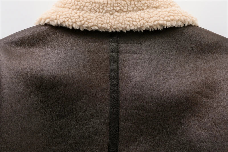 Blouson Femme Aviateur Col Fausse Fourrure Ceinturé Et Poches Zippées