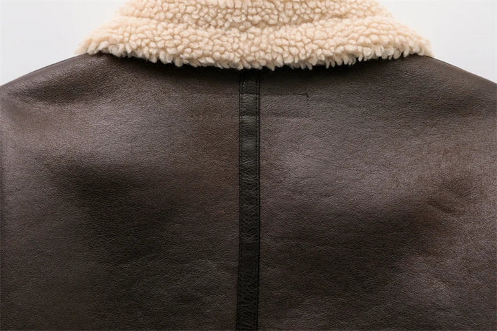 Blouson Femme Aviateur Col Fausse Fourrure Ceinturé Et Poches Zippées