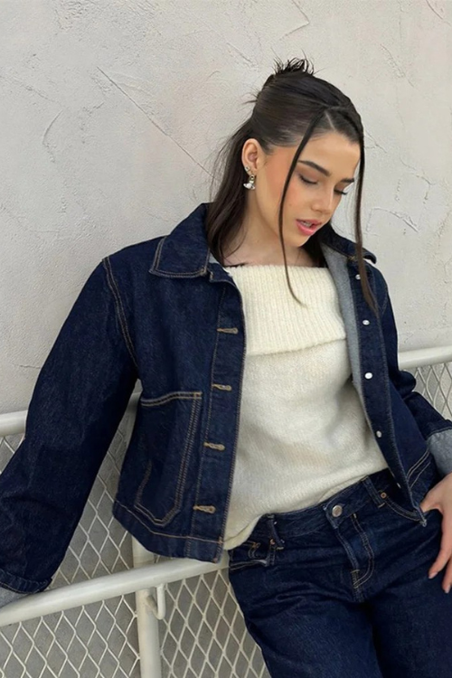Larkin | Ensemble veste en denim cropped et mini jupe pour femmes
