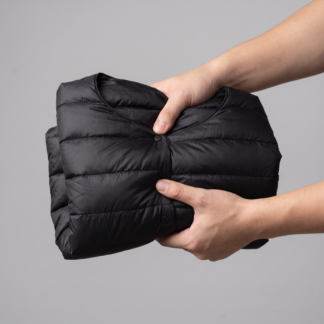 Doudoune Femme Légère Col Ras Boutons Pression