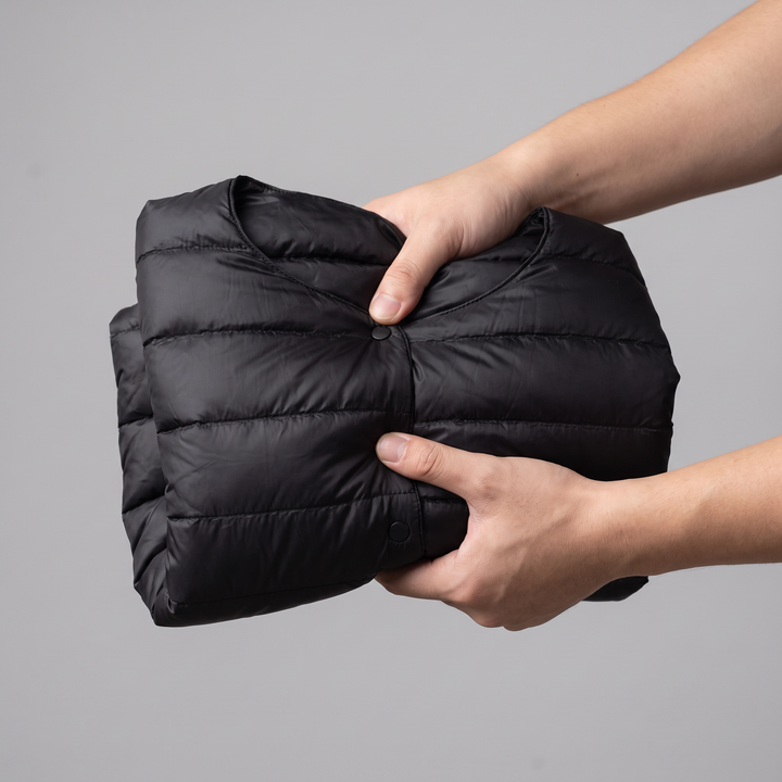 Doudoune Femme Légère Col Ras Boutons Pression