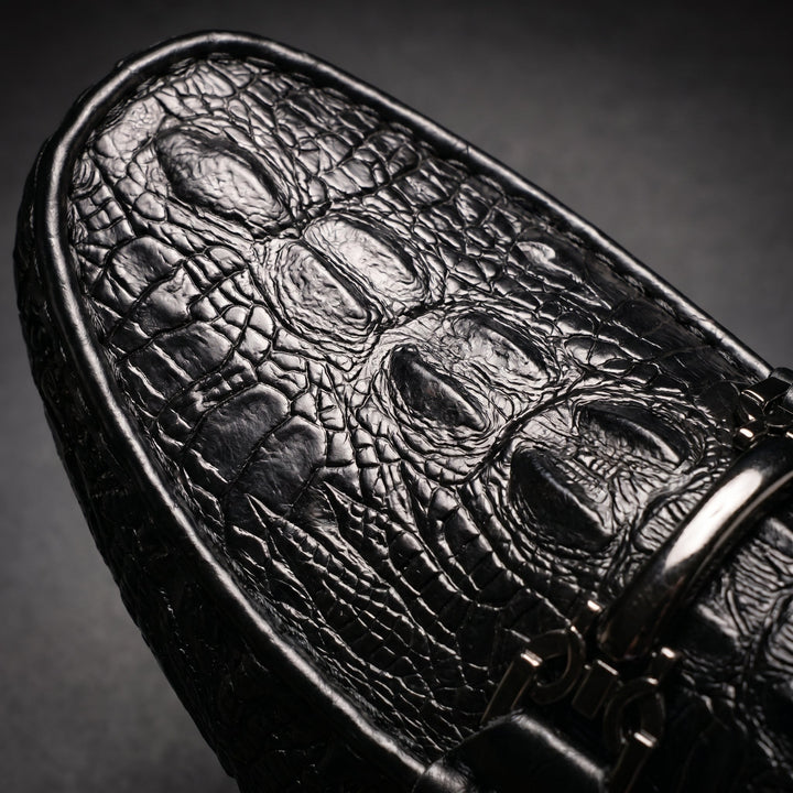 Mocassins Homme en Cuir effet Croco avec Mors Métallique