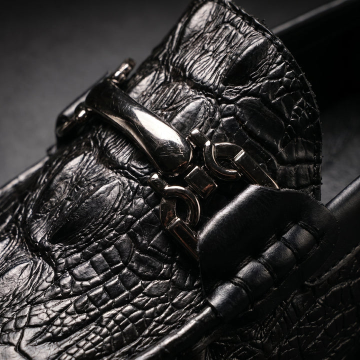 Mocassins Homme en Cuir effet Croco avec Mors Métallique