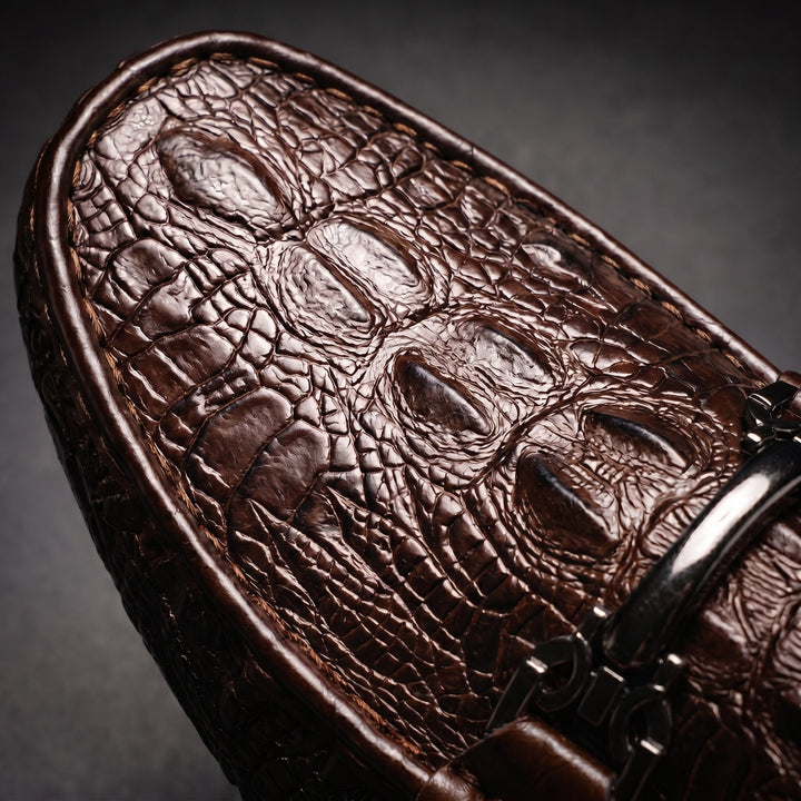 Mocassins Homme en Cuir effet Croco avec Mors Métallique