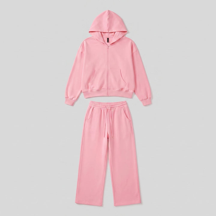 Ensemble Sweat à Capuche Zippé et Jogger Large pour Femme