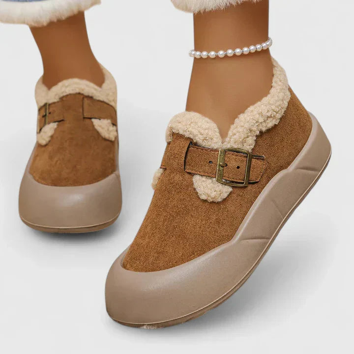 Chaussures D'Hiver Femme Doublées Fausse Fourrure Avec Boucle