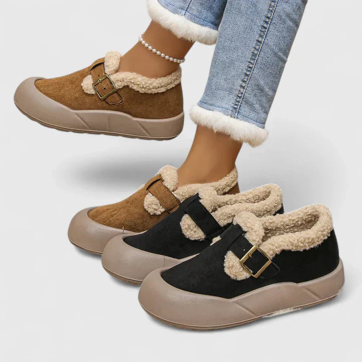 Chaussures D'Hiver Femme Doublées Fausse Fourrure Avec Boucle