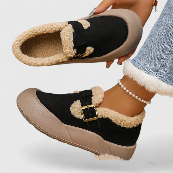 Chaussures d'Hiver pour Femme Doublées en Fausse Fourrure avec Boucle