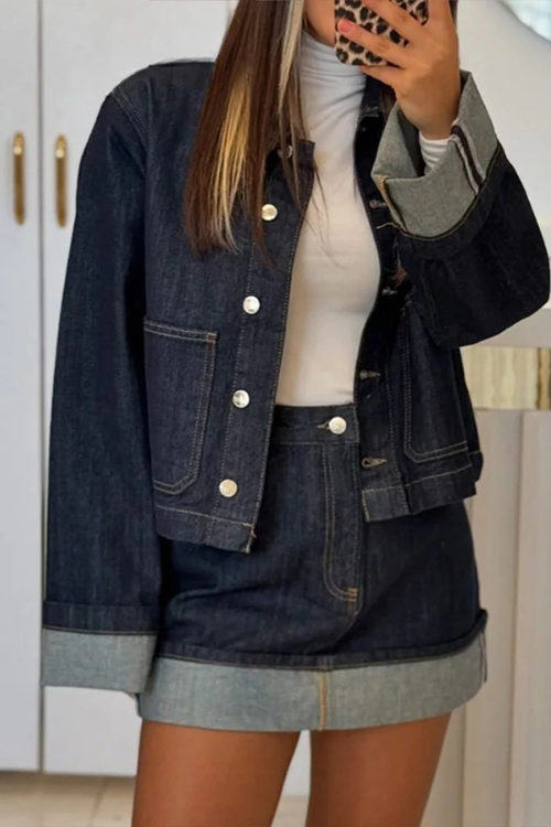Larkin | Ensemble veste en denim cropped et mini jupe pour femmes