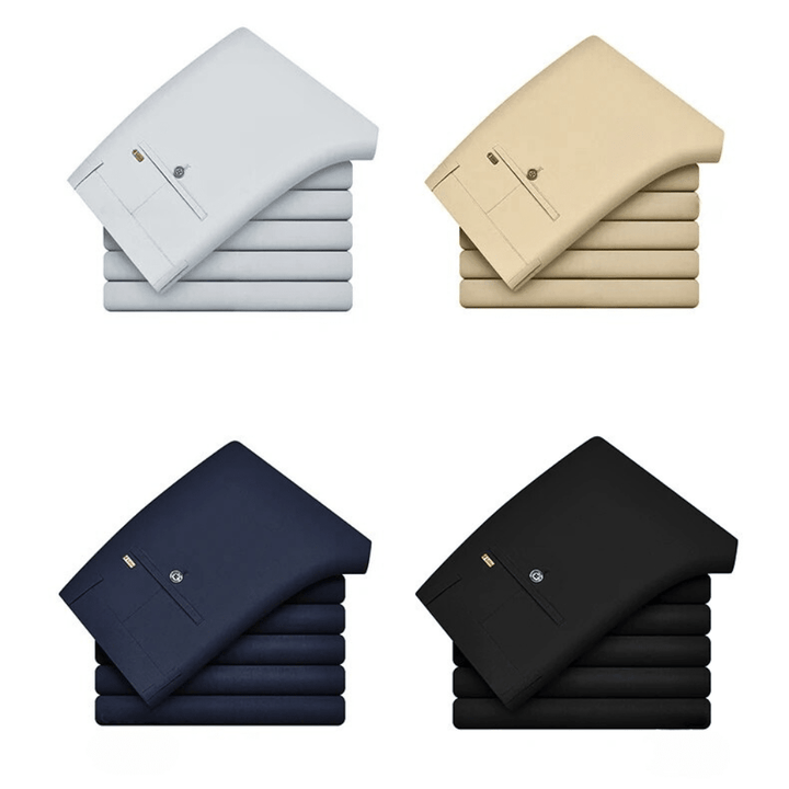 Pantalon Chino Homme Coupe Slim avec Taille Plate et Poches Latérales