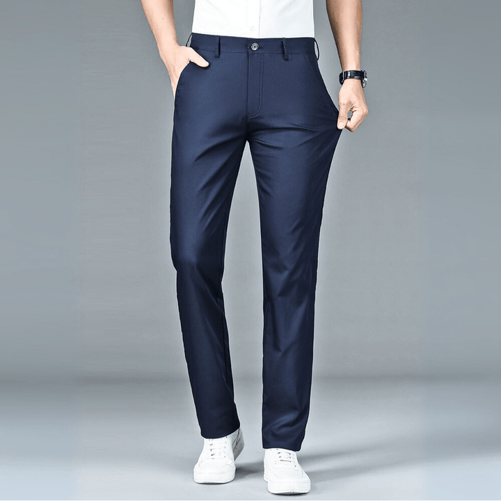 Pantalon Chino Homme Coupe Slim avec Taille Plate et Poches Latérales