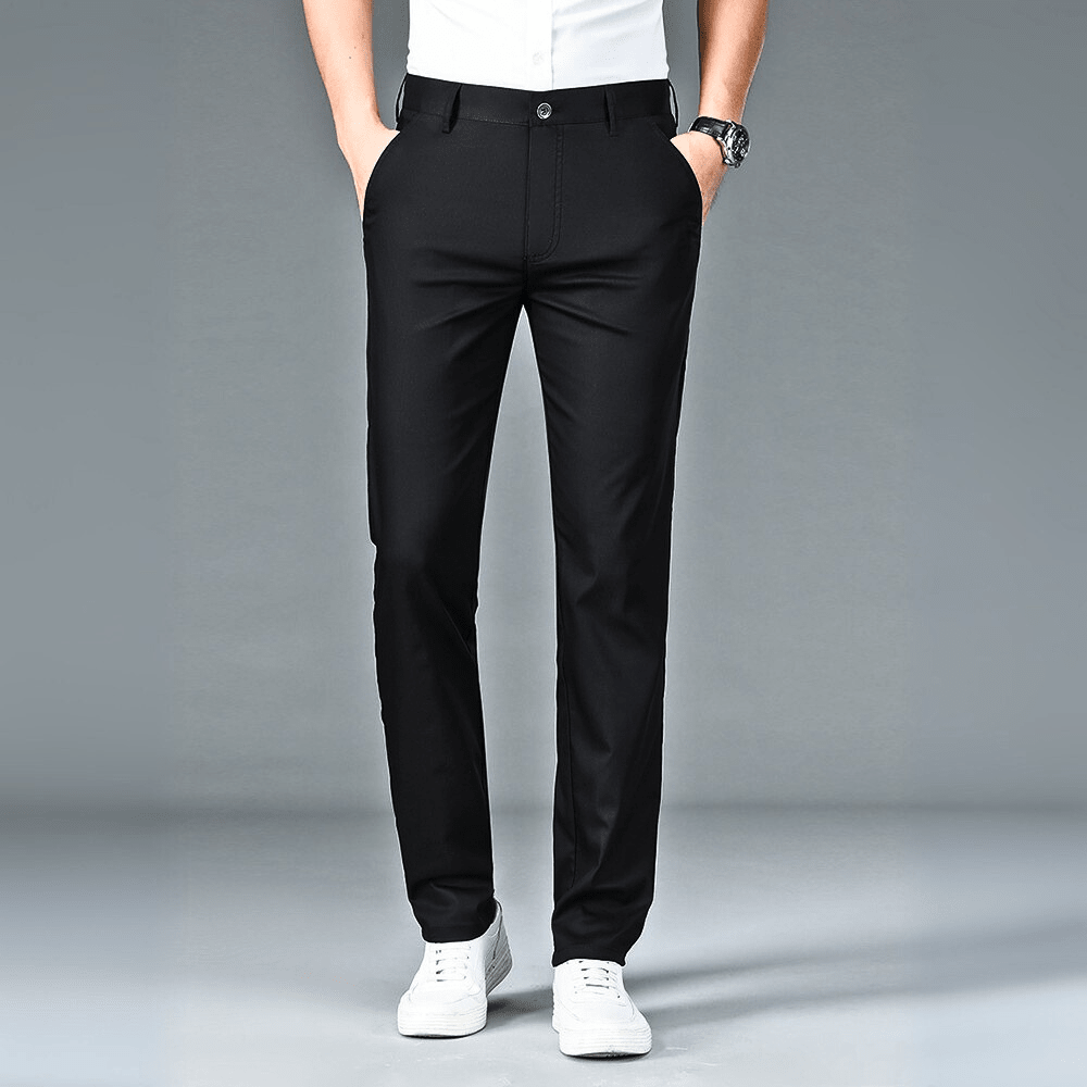 Pantalon Chino Homme Coupe Slim avec Taille Plate et Poches Latérales