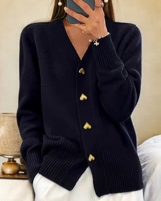 Cardigan en Maille à Boutons Cœur