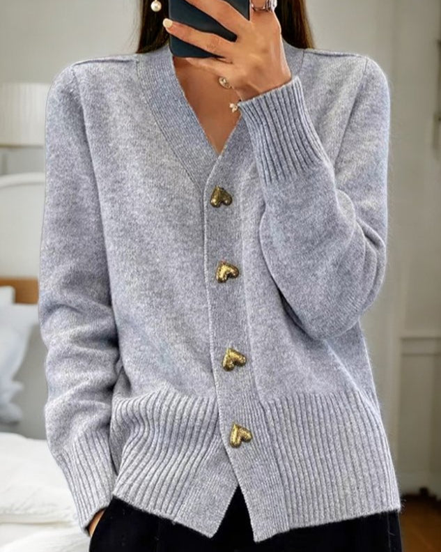 Cardigan en Maille à Boutons Cœur