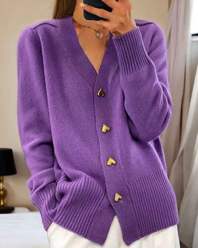 Cardigan en Maille à Boutons Cœur
