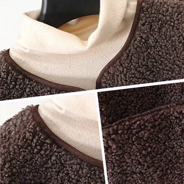 Gilet Femme Boutonné Maille Bouclette Poches Plaquées