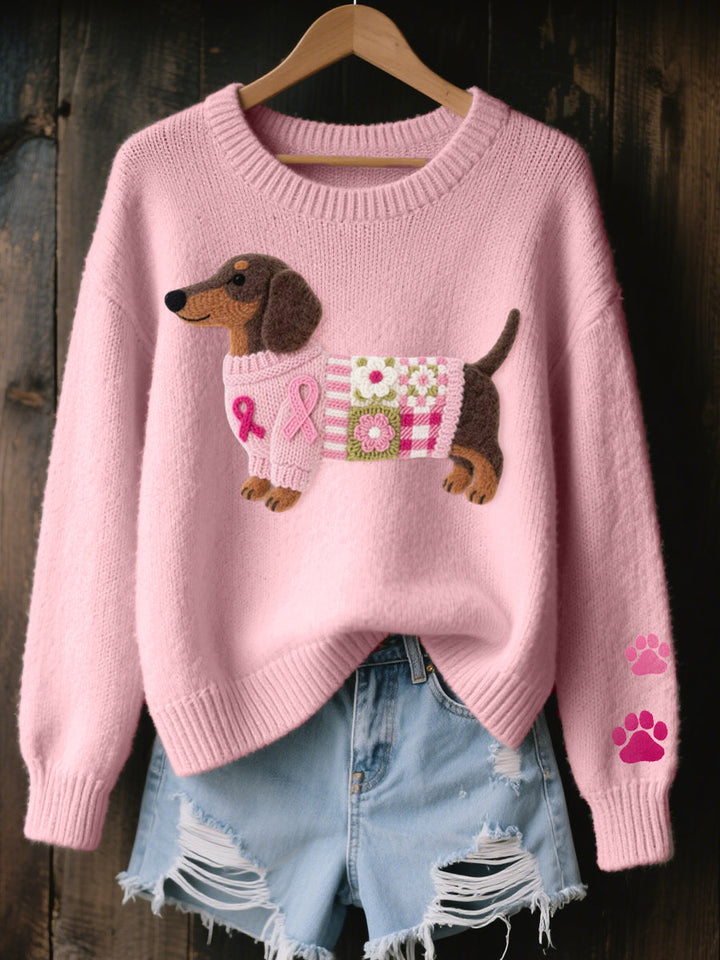 Pull Femme en Maille Motif Teckel
