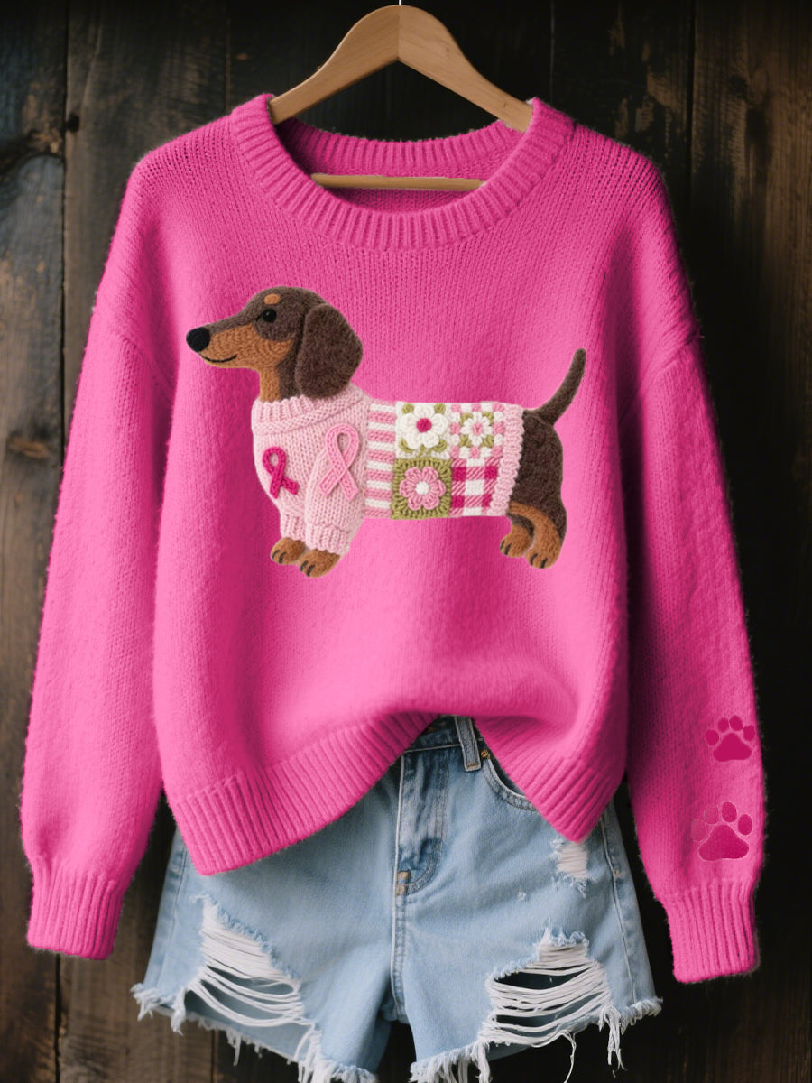 Pull Femme en Maille Motif Teckel