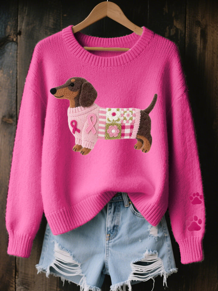 Pull Femme en Maille Motif Teckel