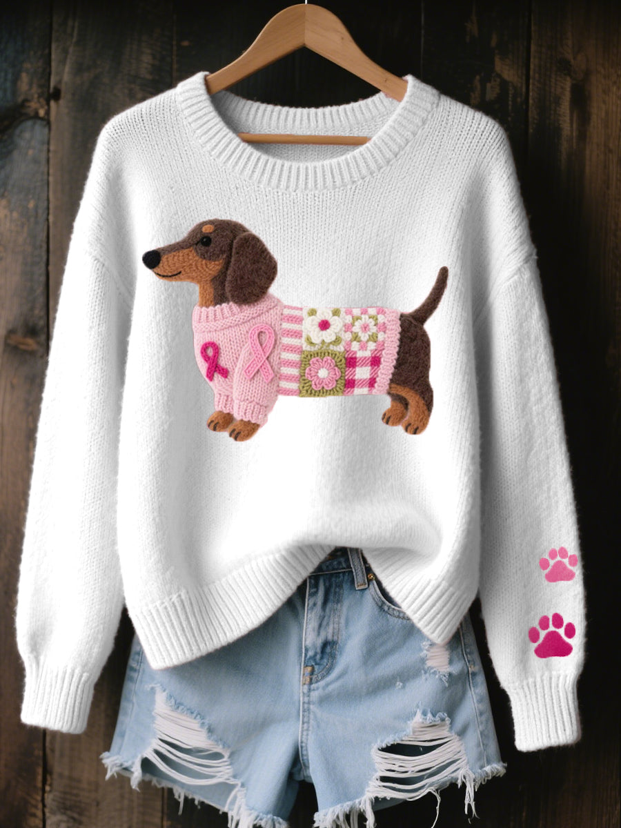Pull Femme en Maille Motif Teckel