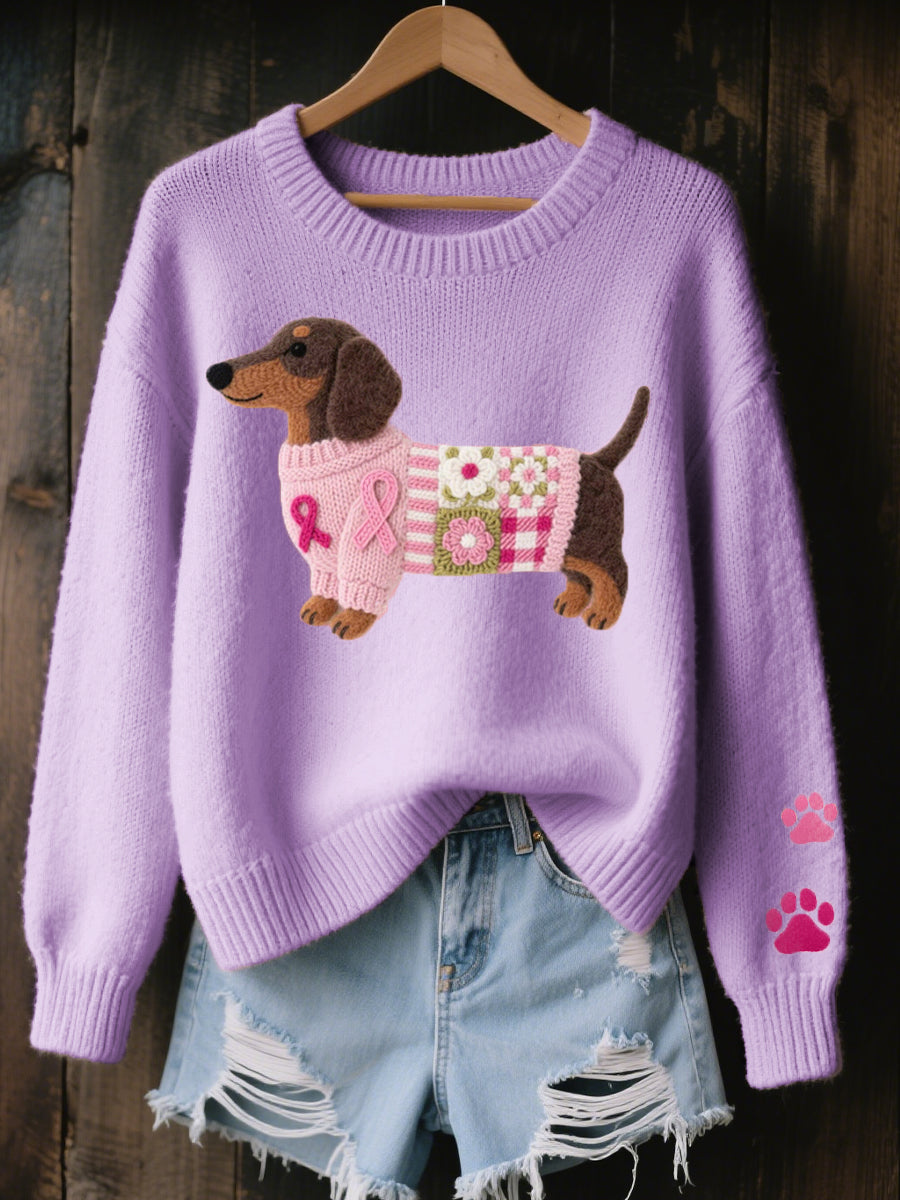 Pull Femme en Maille Motif Teckel