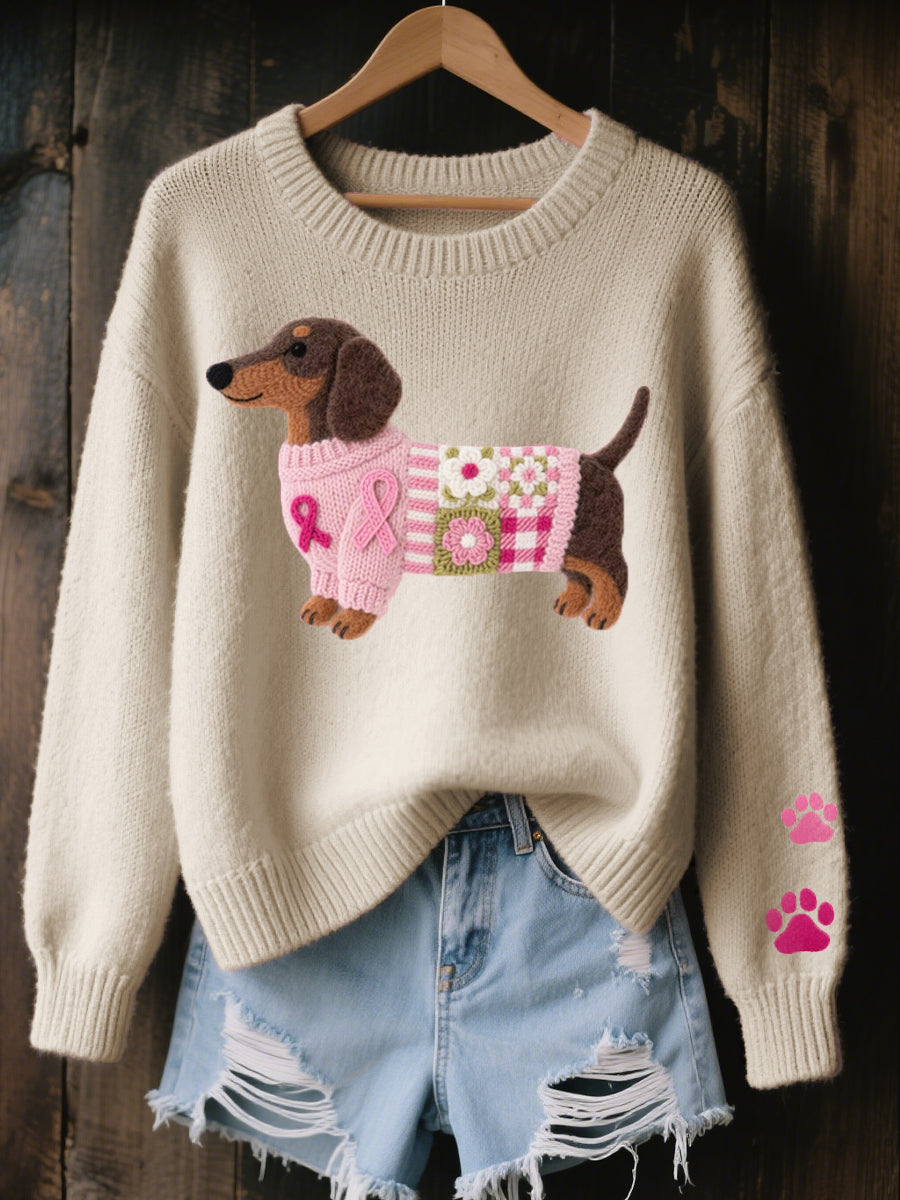 Pull Femme en Maille Motif Teckel