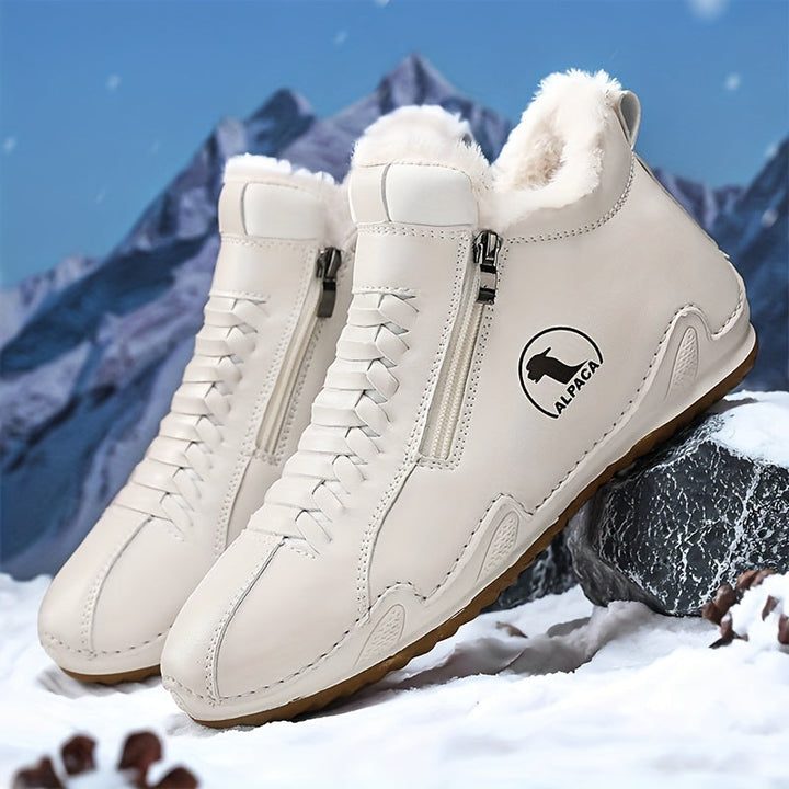 Bottines d'Hiver pour Femme Doublées en Fausse Fourrure avec Fermeture Zip et Lacets