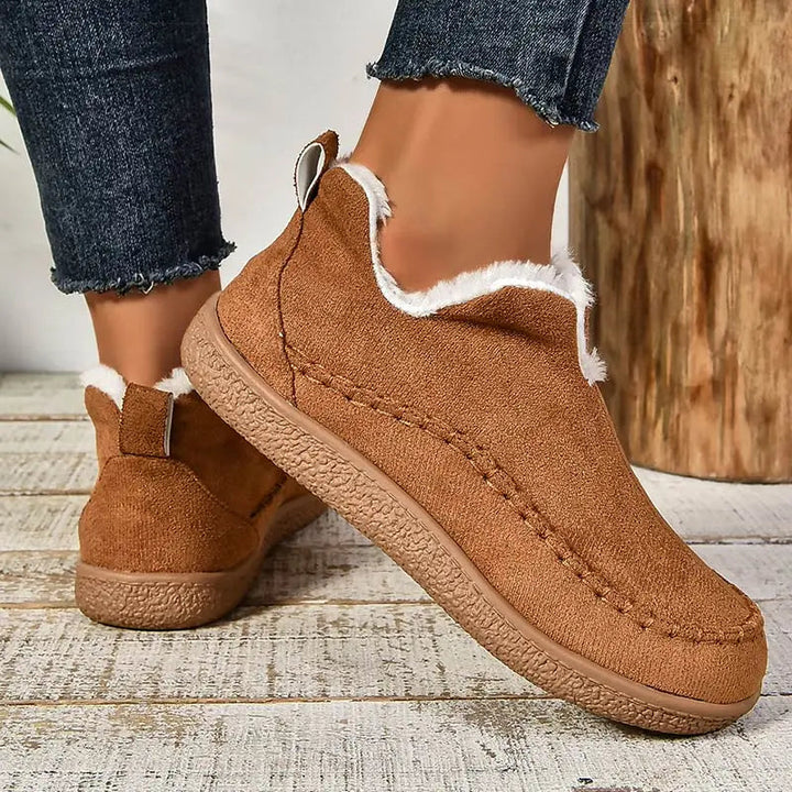 Chaussures d'Hiver pour Femme Doublées en Fausse Fourrure à Semelle Plate