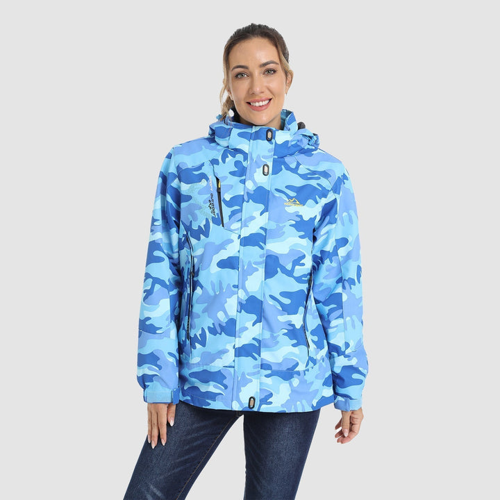Veste de Ski Femme 3 en 1 Imperméable Doublée Polaire à Capuche